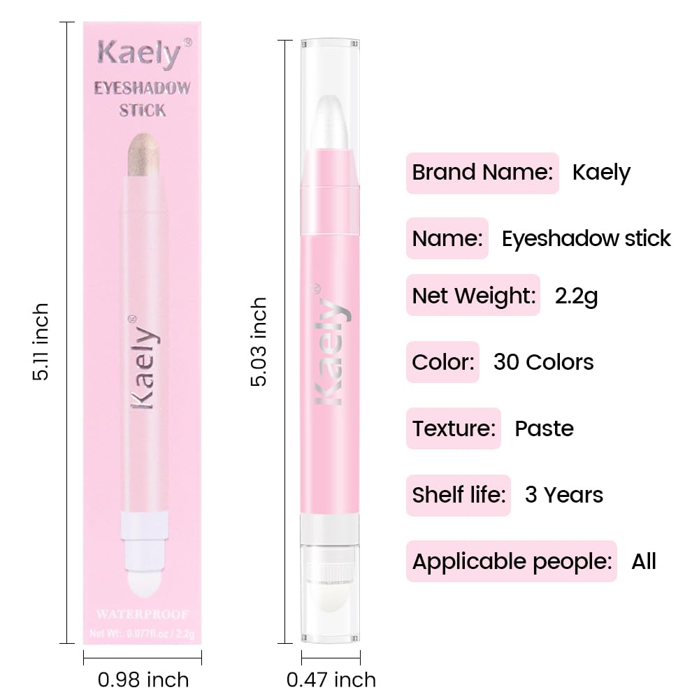 Kaely 2in1 Cream Eye Shadow Brightener Sticks, Pearl White Eyeliner Pencil Shimmer, Eyeshadow Applicator Stick Waterproof Pigmented, Eye Shadow Palette Highlighter Makeup, sombras para ojos, 01