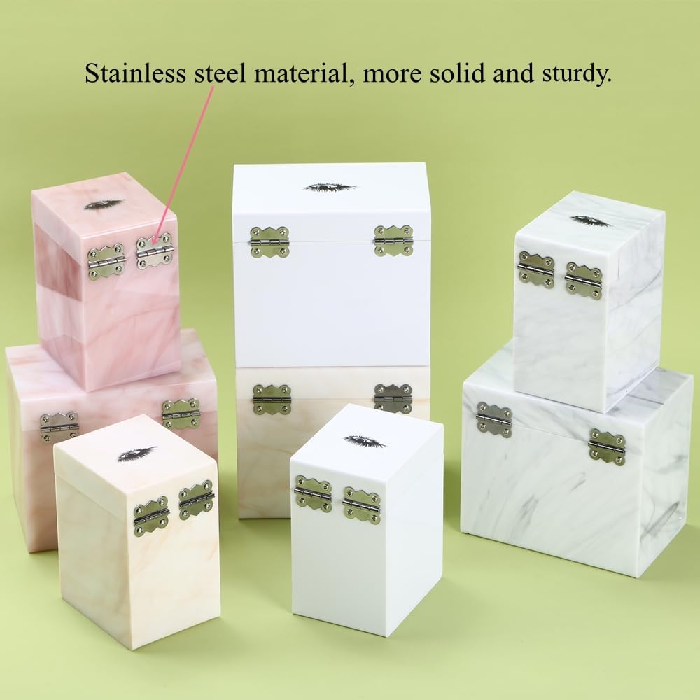 5 Layers Acrylic Eyelash Storage Box, Makeup Eyelashes Extension Close-Packed Display with 5 Pallets, Grafting False Eyelashes Glue Pallet Holder Display Organizer (5 Layers Marble White)