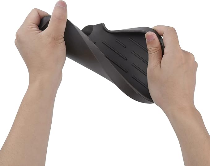 Silicone Bathroom Soap Dishes with Drain Spout-Bathroom and Kitchen Sink Organizer,Sponge Holder,Dish Soap Tray,Perfect for Dispenser,Scrubber,Bottle,Cup on Sink or Counter-Coffee 9.6"×5.3"