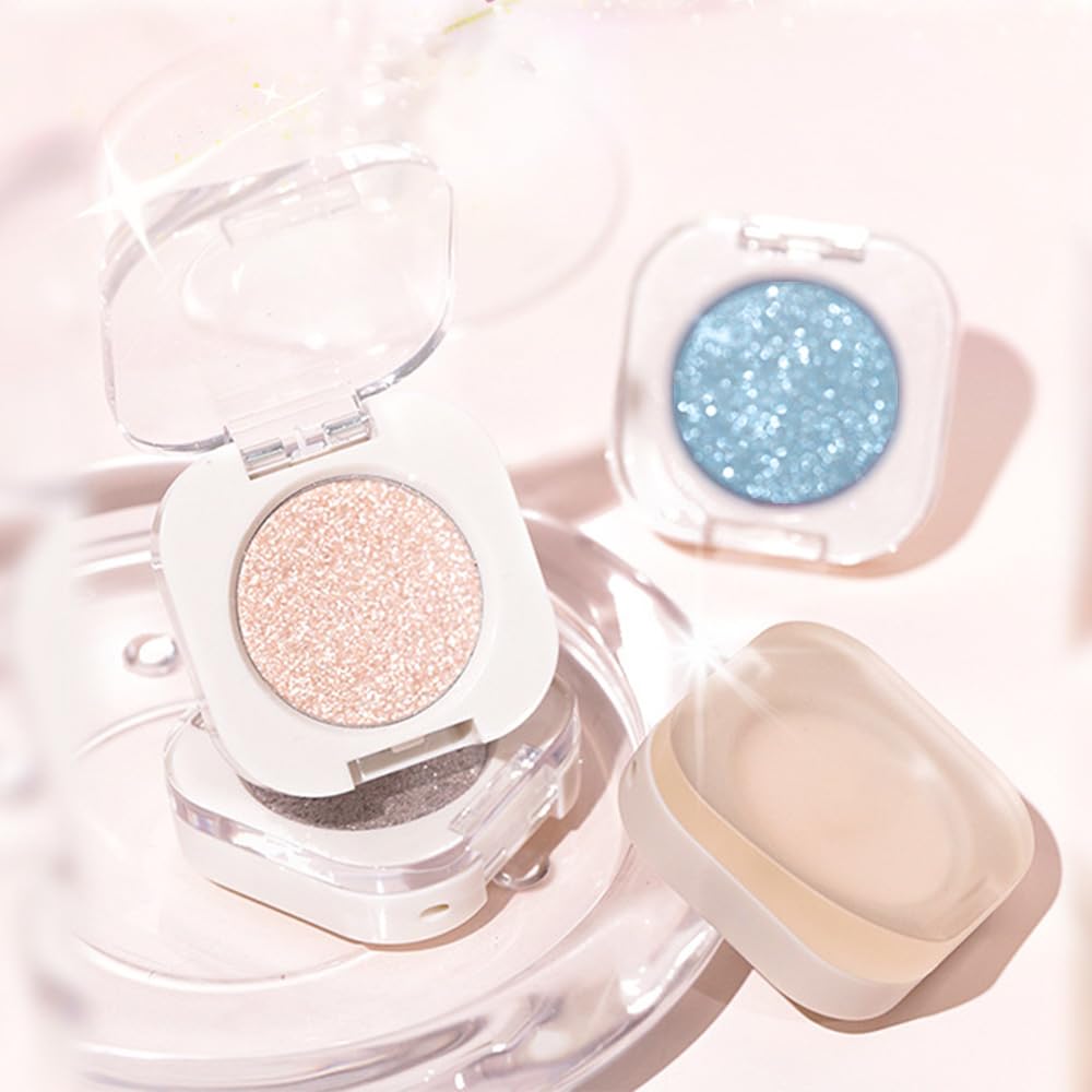 Pear White Shimmer Single Eyeshadow Makeup, Neutral Powde Eye Shadow for Women, Sparkly Pearl Glitter Singles Eyeshadow Palette Pigmented Waterproof, sombras para ojos, Girls Eyeshadows Gift 23