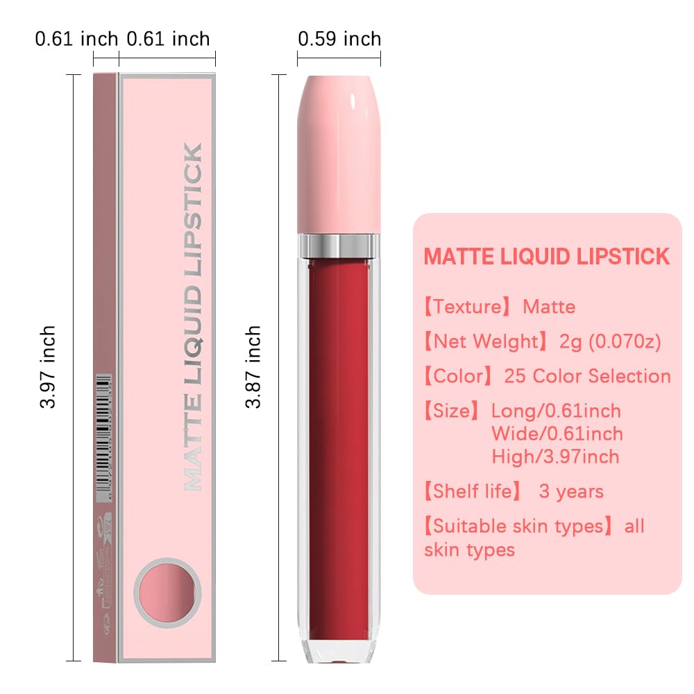 BINGBRUSH Super Matte Longwear No-Budge Stay On Smudge Proof Liquid Lipstick Long Lasting Makeup for Women,Highly Pigmented Color and Instant Shine, Cheeky
