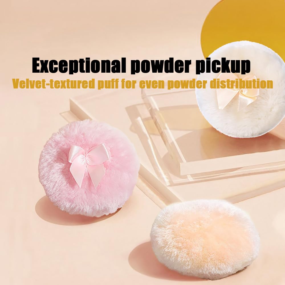 Luxury 4 Inch Glass Loose Powder Container with 2 Soft 3.5" Puffs|Non-Sealed Refillable Organizer Storage for Body Powder Makeup & Jewelry & Setting Applicator(Butterfly-Clear)