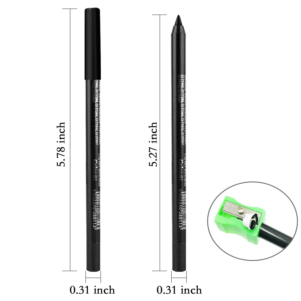evpct 3Pcs Black & Pearl White & Shimmer Royal Blue Gel Glitter Eyeliner Pencils Set for Women, Waterproof Smudge Proof lapiz de ojos delineador de ojos contra el agua Eye Liner Makeup 01 19 07