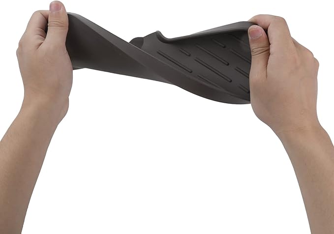 Silicone Bathroom Soap Dishes with Drain Spout-Bathroom and Kitchen Sink Organizer,Sponge Holder,Dish Soap Tray,Perfect for Dispenser,Scrubber,Bottle,Cup on Sink or Counter-Coffee 12"×4"