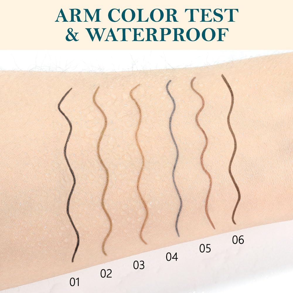 5 Pcs Waterproof Professional Makeup Micro Brow Pencil, Dark Brown Brow Kit with Eyebrow Brush, Ultra-Fine Mechanical Pencil, Eyebrow Pencils for Women, (C06#Dark Brown, 5Pcs)