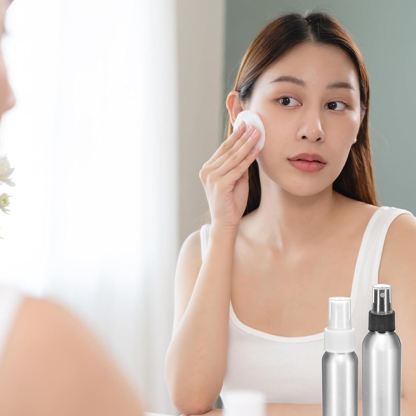 HARFINGTON 3pcs Aluminum Fine Mist Spray Bottles 150ml/5oz Metal Small Liquid Alcohol Refillable Travel Container with Black Plastic Nozzle Cap for Perfume Skincare Cosmetic Storage Bottle