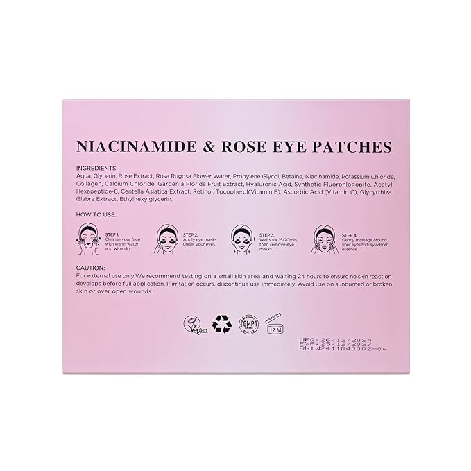 Under Eye Patches for Dark Circles,Puffy Eyes,20 Pairs Face Masks SkinCare With Niacinamide and Rose for Rehydrated