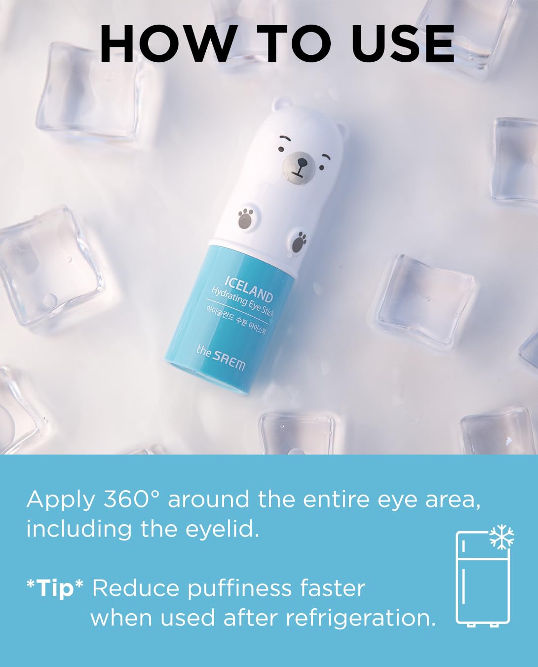 THESAEM Iceland Hydrating Eye Stick - Cooling Eye Balm - Dark Circles & Puffiness – Under Eye Treatment - Reduce Wrinkles and Moisturizing - Minimize Dark & Puffy Eyes - Aqua Scent, 0.24oz 2 Pack