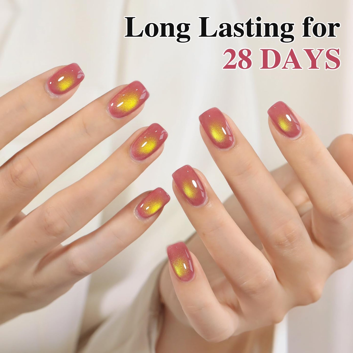 Double Rhythm Jelly Glass Cat Eye Gel Polish with Magnet 15ML Holographic Glitter Shimmer Translucent Sheer Color Magnetic Nail Polish Salon DIY at Home (Navy Purple-MC1266)