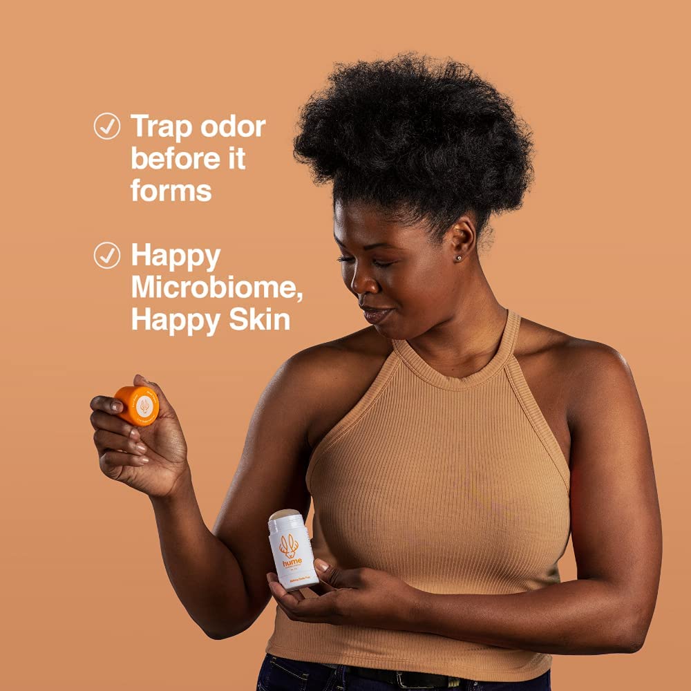 Hume Supernatural Aluminum Free Deodorant for Women & Men - Safe for Sensitive Skin - Probiotic, Plant-Based, Baking Soda Free, Aloe, & Cactus Flower, Anti Sweat, Stain & Odor - Amber Woods, 3-Pack