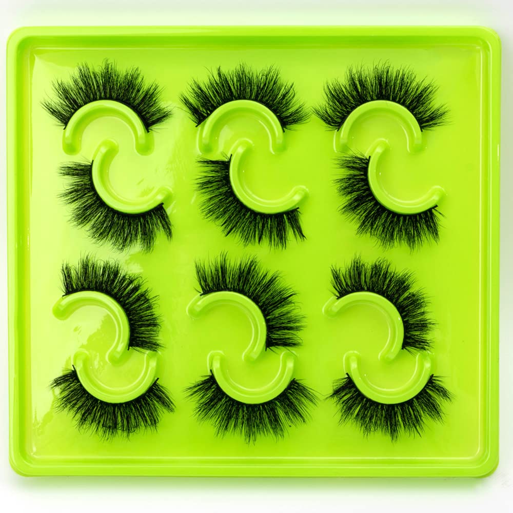 HBZGTLAD 6 Pairs Fluffy False Eyelashes Natural Faux Mink Strip 3D Lashes Pack(3DQG-114)