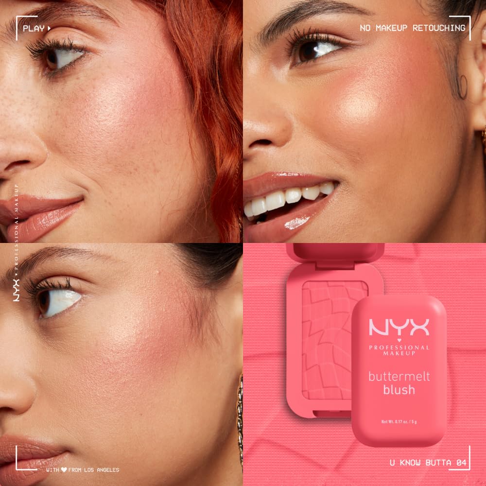 NYX PROFESSIONAL MAKEUP Buttermelt Powder Blush, Fade and Transfer-Resistant Blush, Up to 12HR Make Up Wear, Vegan Formula - U Know Butta