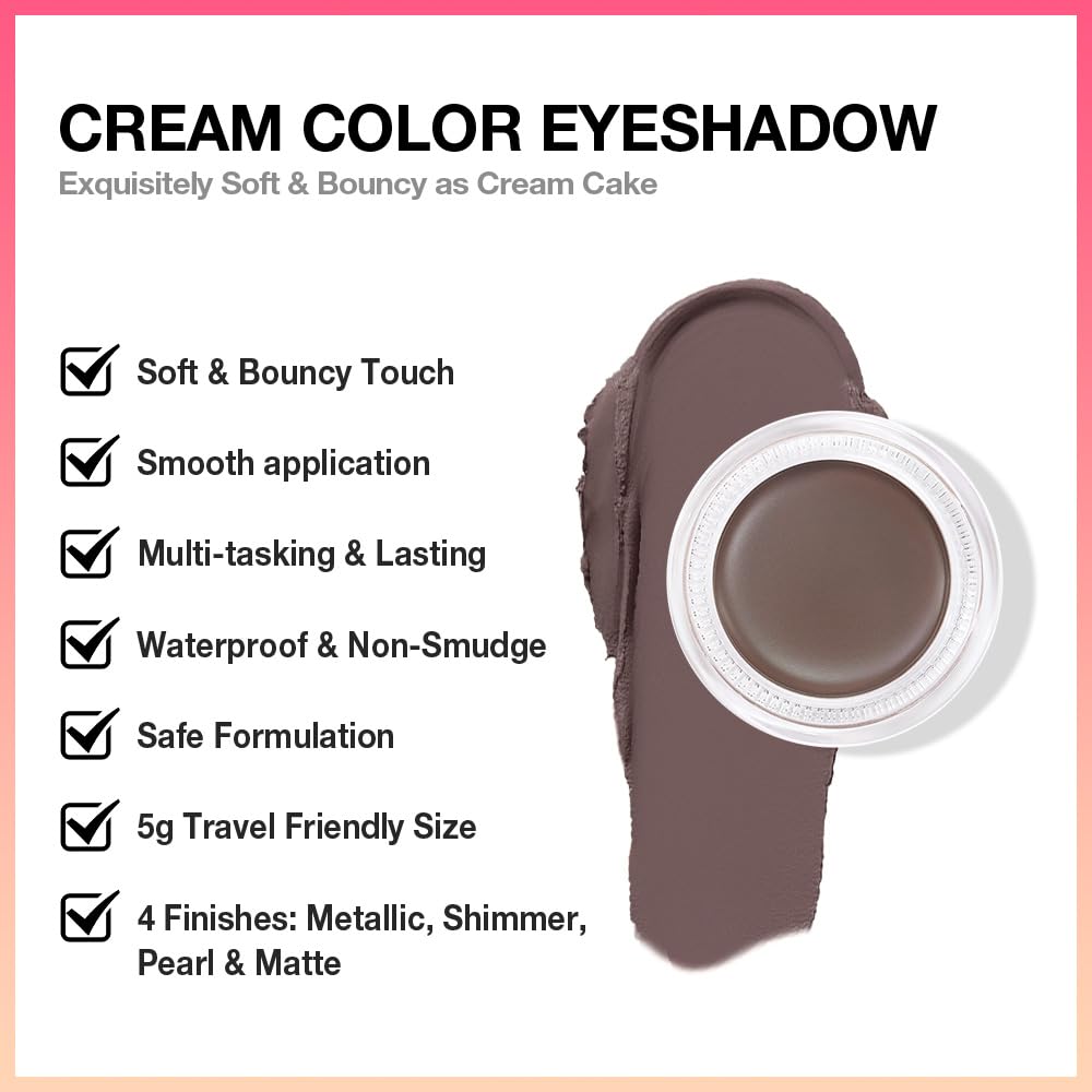 evpct Matte Chocolate Dark Brown Single Cream Eye Shadow Palette Pot Makeup for older Women, Highly Pigmented Monochrome Cream to Powder Eyeshadow Palette Matte Liquid eyeshadow, Natural Waterproof