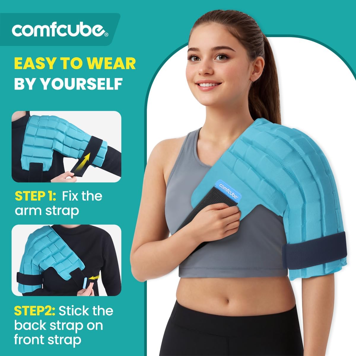 Shoulder Ice Pack Wrap for Injuries, 2 Hours Long Lasting Rotator Cuff Cold Therapy Flexible Shoulder Ice Pack for Pain Relief, FSA Eligible, Cold Pack for Tendinitis, Surgery, Swelling