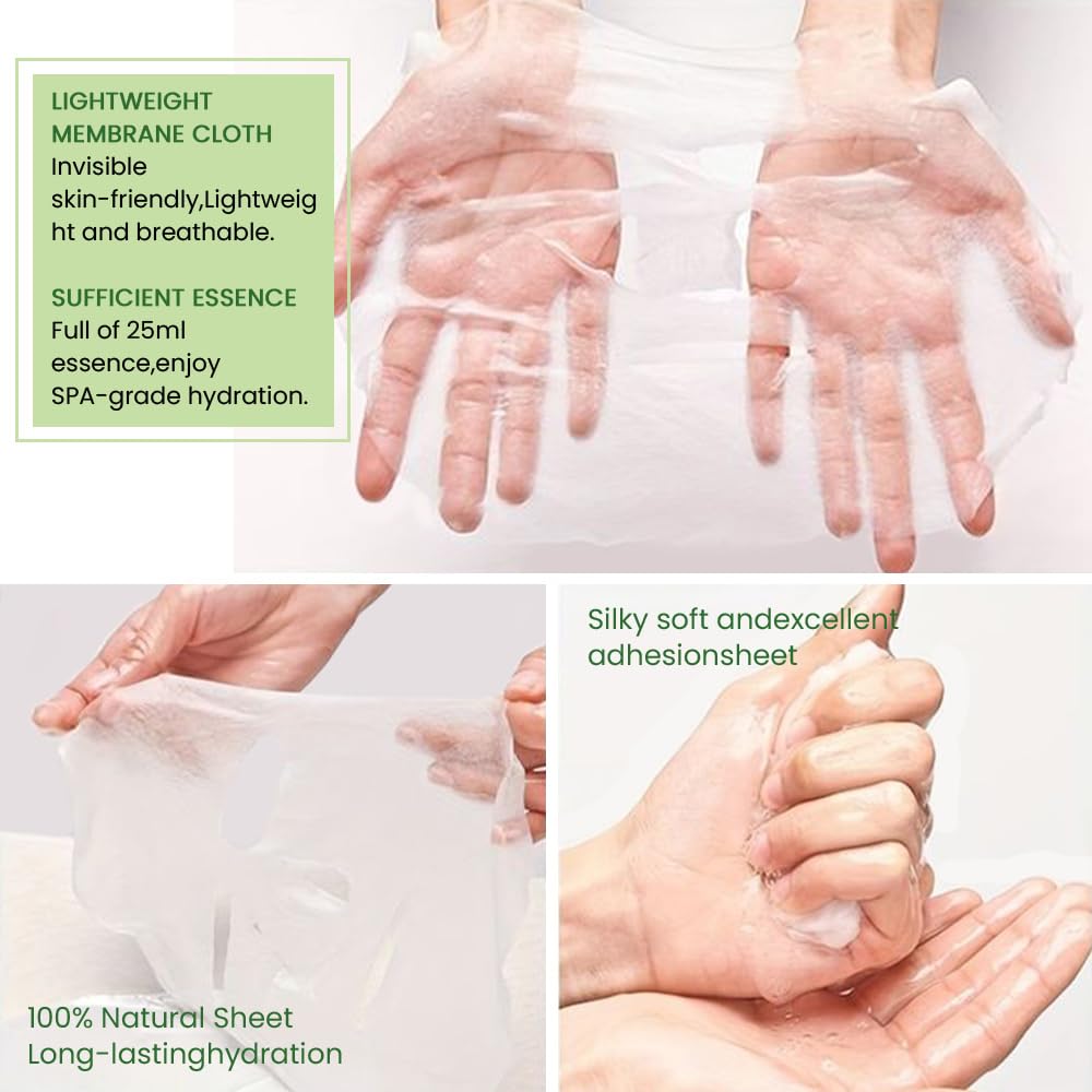 8 Pack Cucumber Face Sheet Mask Skincare,Hydrating Face Mask For Sensitive Skin,Moisturize,Soothing,Nourish for All Skin Types,Natural Spa Party Facial Mask Skincare Set for Women Men Girls