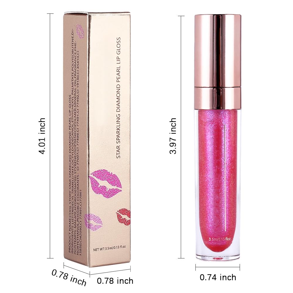 evpct 2Pcs Blush Red Pink Pearlescent Chameleon Shimmer Glitter Lipstick Lip Gloss, Long Lasting Waterproof Glitter Metallic Sparkly Glossy Lip Gloss Tint Stain Liquid Lipsticks Makeup Set for Women