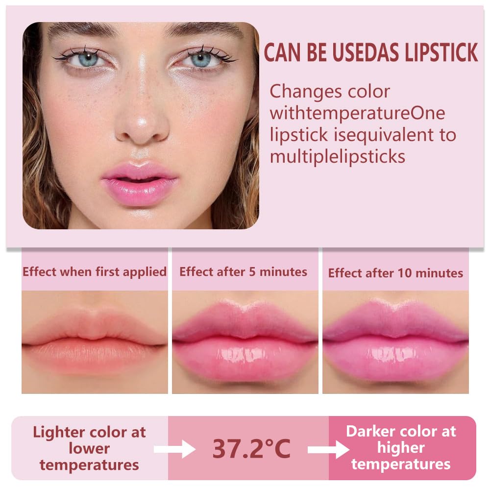 BINGBRUSH 3PCS Jelly Color Changing Lipstick Set - Temperature & pH Activated, Hydrating Non-Sticky Long Lasting Lip Balm, Moisturizing Lip Gloss (#Jelly Color Changing, 3 Count (Pack of 1))
