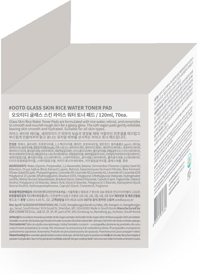 Toner Pads for Dry Dull Sensitive Skin Korean, #OOTD Retinol Ceramides Strengthen Skin Barrier Smoothing Hydrating, Toner Pad 70Pads 4.05oz 120ml