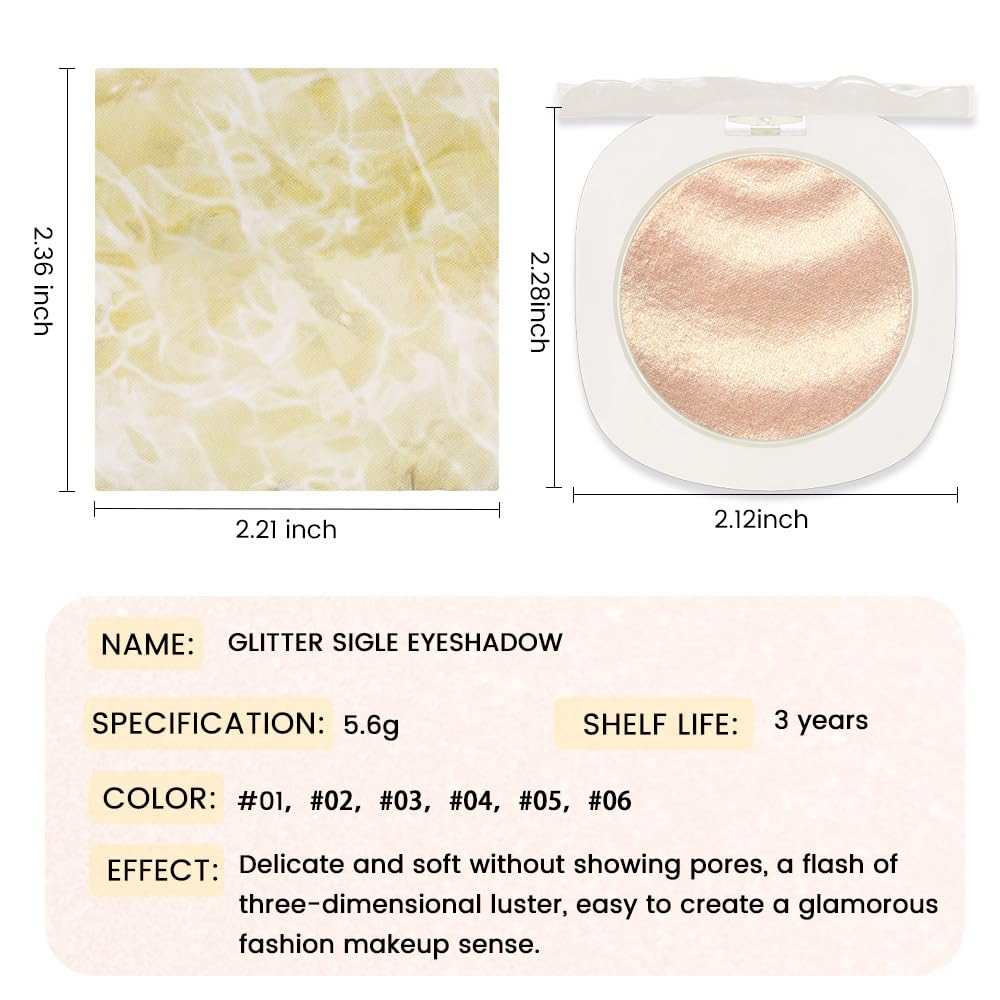 Gold Cream Glitter Shimmer Metallic Eyeshadow Palette Makeup, Natural Single Mini Instant Holographic Eyeshadow For Women, Sombras Crema Para Ojos, Talc, Paraben & Cruelty Free