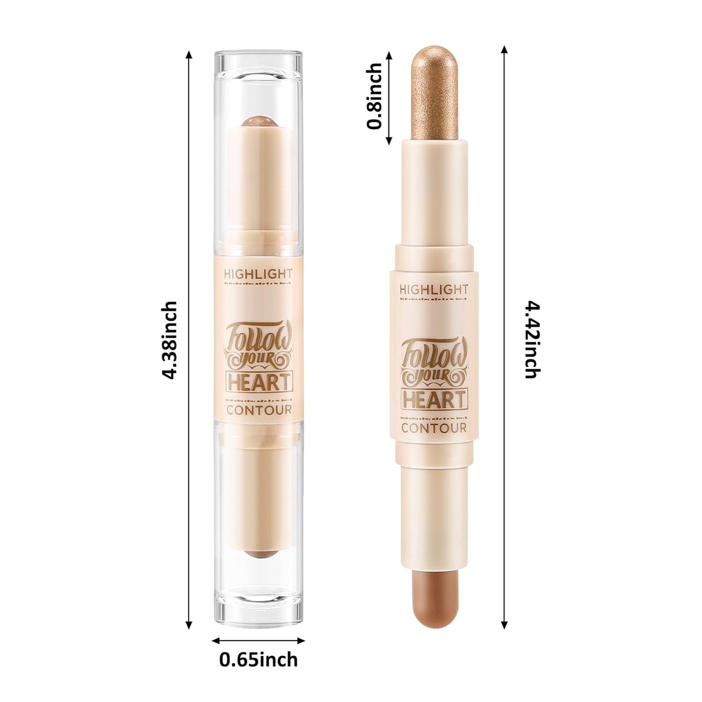 Boobeen 2 in 1 Contour Stick, Cream Bronzer Highlighter, Eyeshadow Pencil, Long-Lasting and Waterproof for All Areas of the Body
