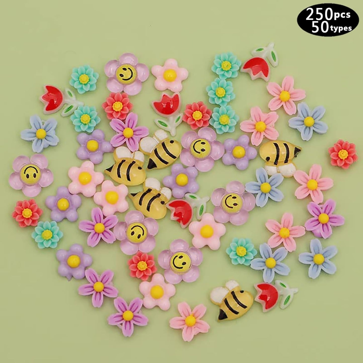 250pc 3D Nail Charms Set - Diverse Shapes & Colors for Acrylic Nails & DIY Crafts (#2)