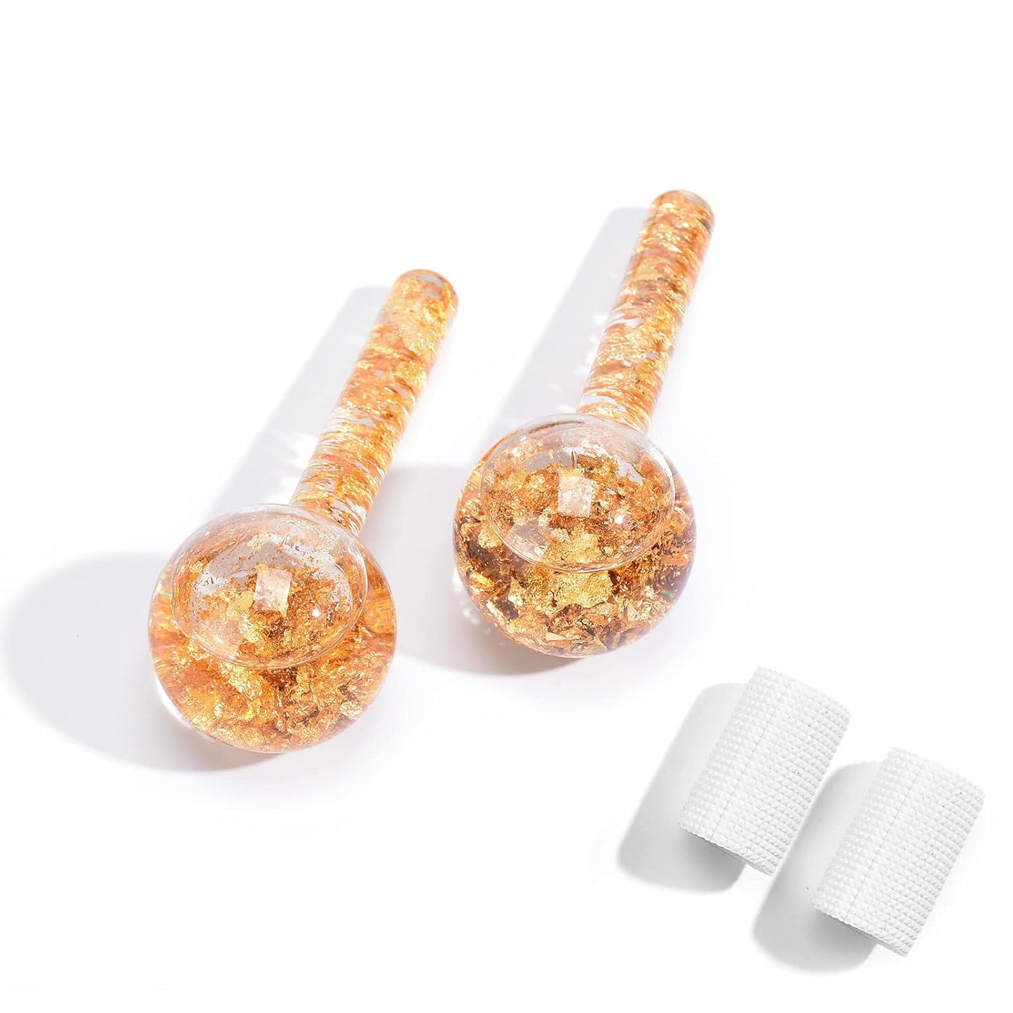 Ice Cryo Sticks Facial Globe with Golded Essence- 2PC Cooling Globes for Cold or Hot Skin Massagers, Face Globe for Skin Care Routine
