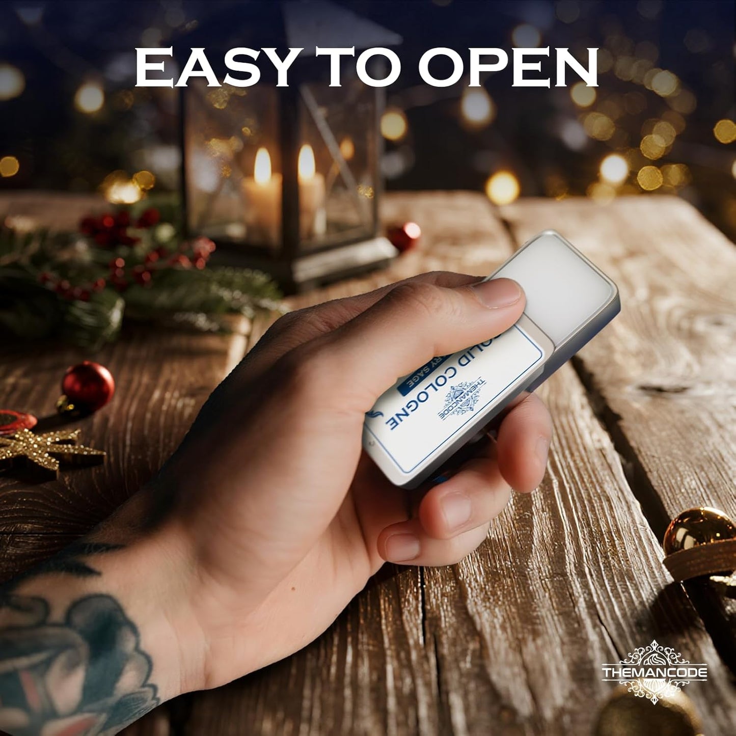 Solid Cologne for Men, Stocking Stuffers, Gifts for Men, Sandalwood, Vetiver, Cedarwood, Sage Scents, 4 Pack