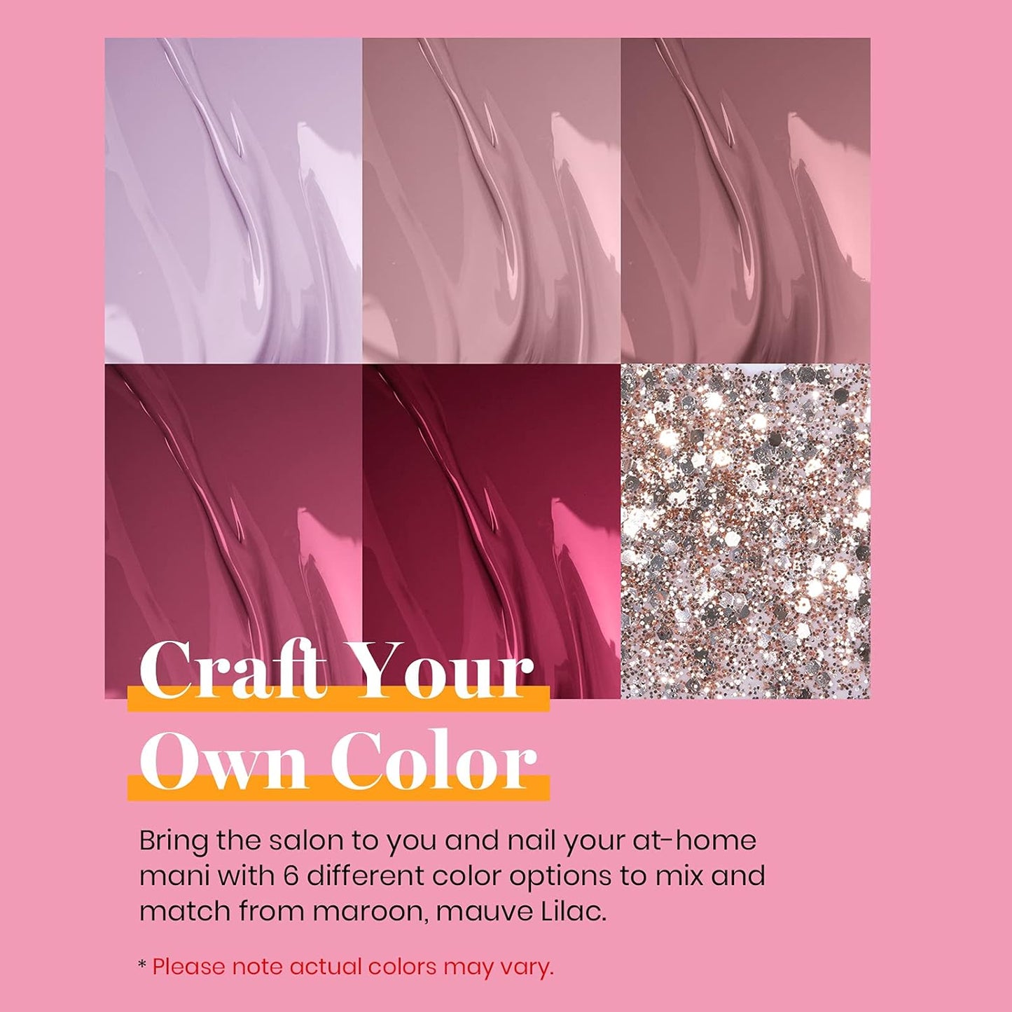 Beetles Purple Gel Nail Polish - 6 Colors Burgundy Red Lilac Glitter Mauve Gel Polish Set Soak Off Uv LED Nail Art Manicure Salon DIY at Home Gifts for Women