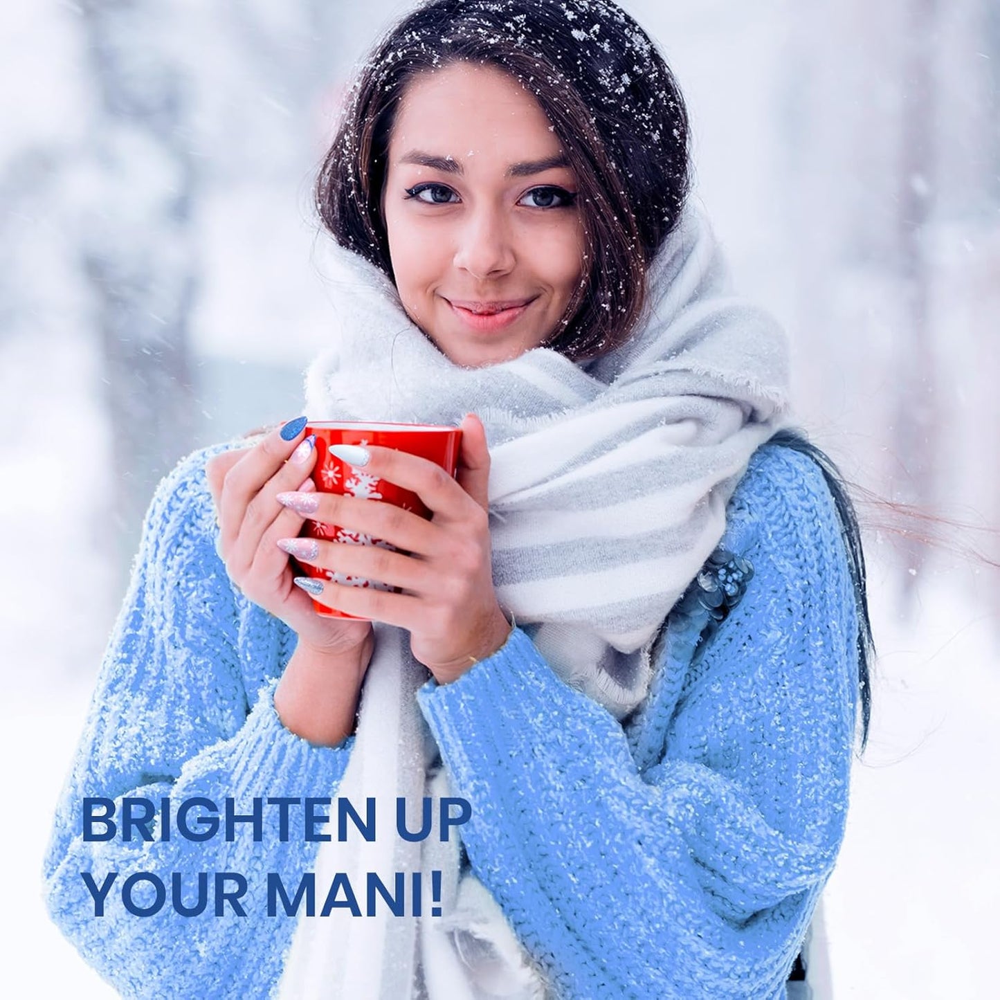 Beetles Blue Gel Polish Set, Glitter Snowflakes Collection Christmas Polish Set, White Glitter Navy Blue Silver Nails Color Gel Soak off UV LED Lamp Gift for Christmas