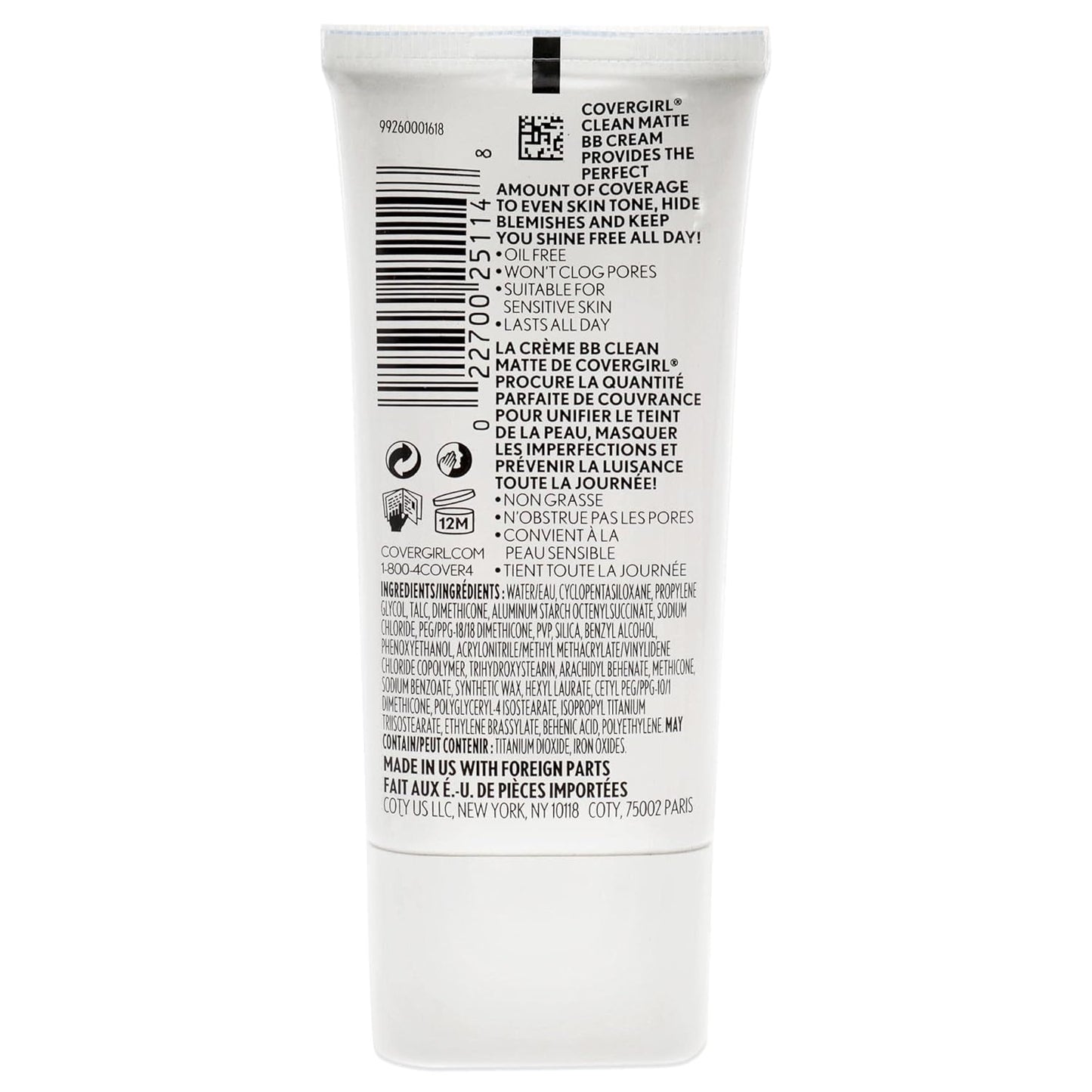 COVERGIRL Clean Matte BB Cream For Light & Medium Skin, Oil-Free, 2-Pack