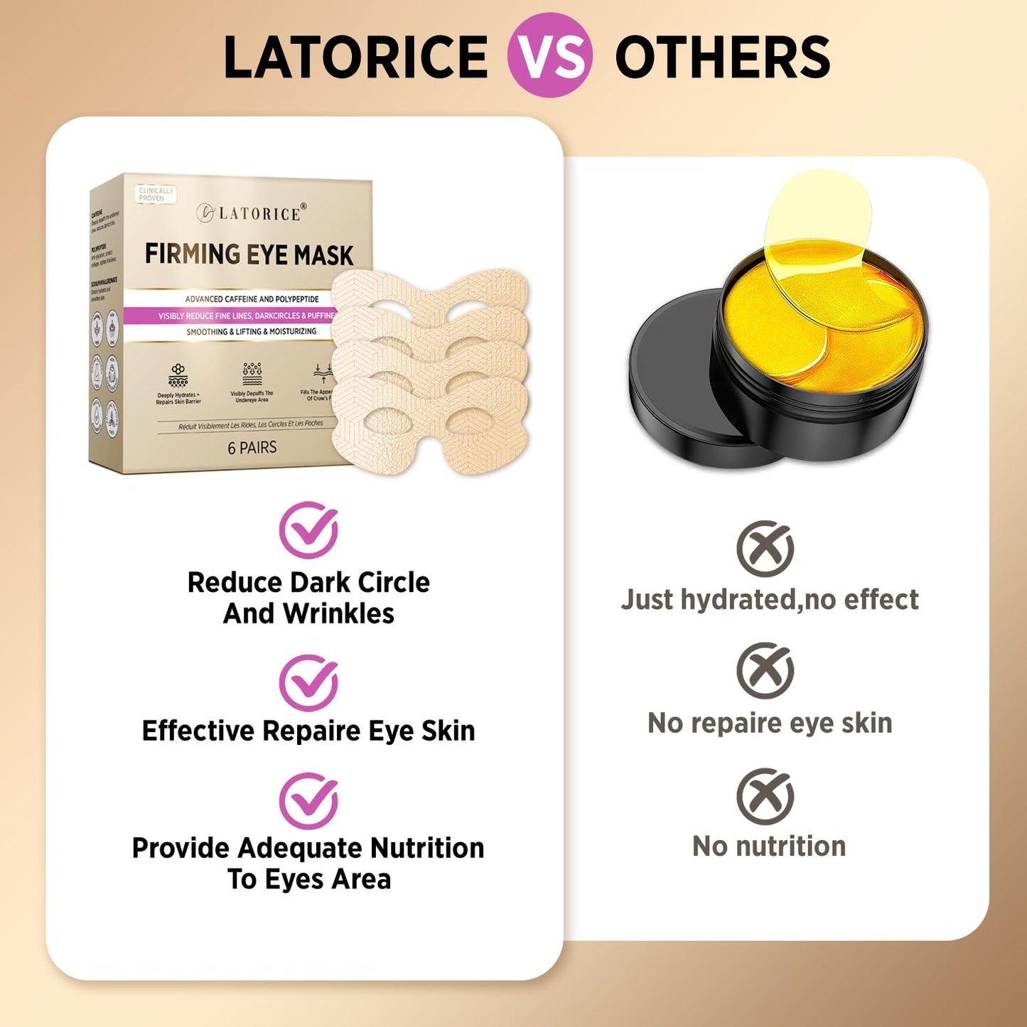 Under Eye Patches for Dark Circles: Anti-Wrinkle Eye Cream with Hyaluronic Acid - Reduce Under Eye Bags
