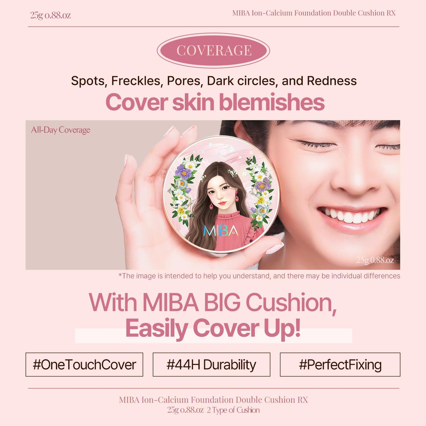 MIBA Ion Calcium Foundation Double Cushion RX No 27 Big Cushion SEASON2 Long Lasting Effect. Skin moisturizing. Glow Makeup High Coverage. Skin tightening relief. Smooth adhesion.(25 g / 0.88 oz)