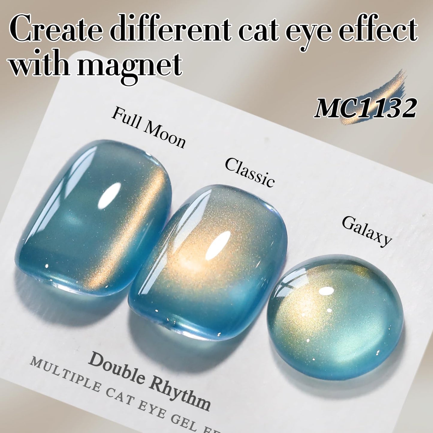 Double Rhythm 15ML Ice Glass Cat Eye Gel Polish with Magnet Holographic Glitter Shimmer Translucent Sheer Color Salon Soak Off Magnetic Nail at Home (SKy Teal-MC1132)