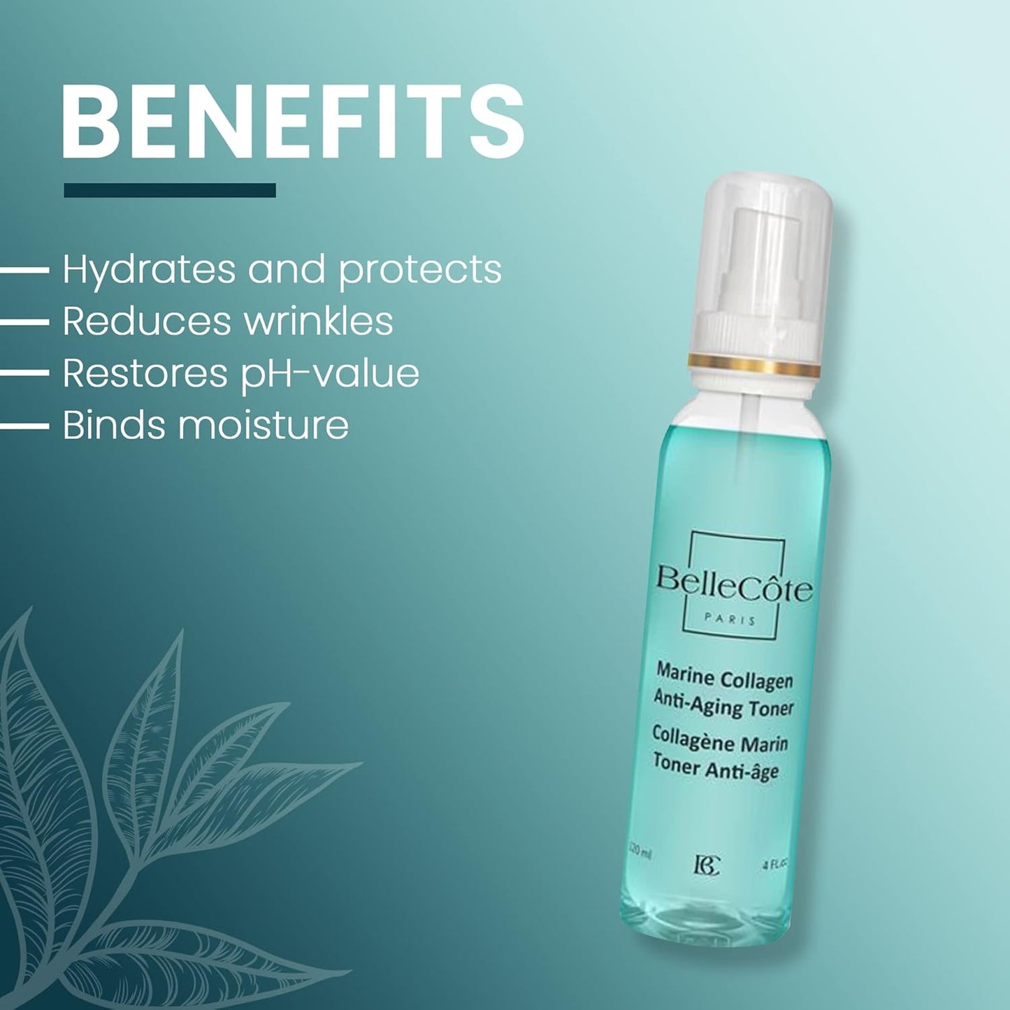 Marine Collagen Anti Aging Toner - Face Mist Hydrating Spray with Peptides, Unisex Skin Care Facial Toner, Reduces Redness, Wrinkles, Dry Skin Setting Spray | Green Tea & Aloe Vera Extract (4 Fl oz)