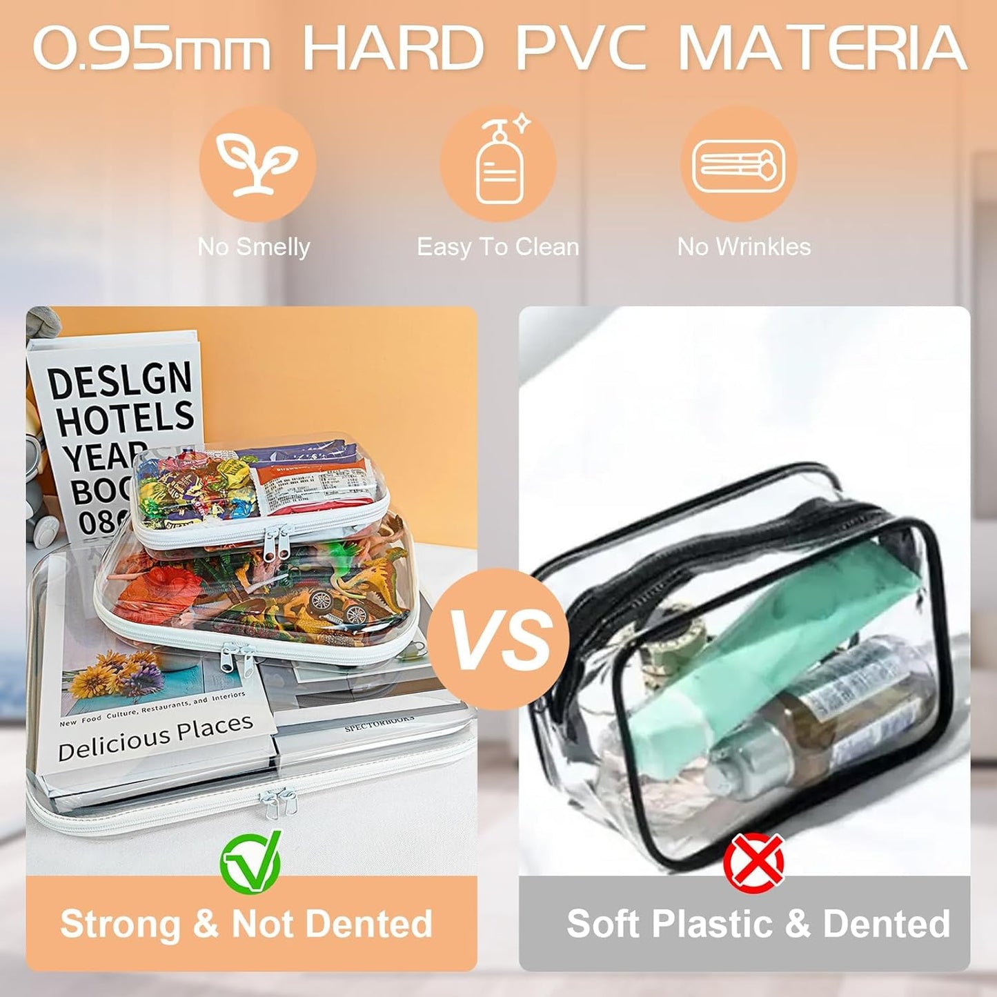 9 Pcs Clear Hard Zipper Case Hard Plastic Zipper Pouches Clear Shell Case Portable Travel Organizer Makeup Bag for Building Blocks Puzzles Cosmetics Makeup Supplies