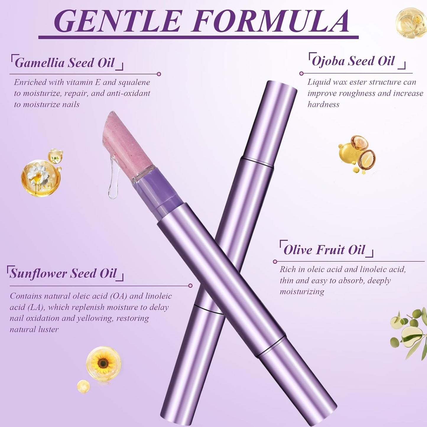 3-in-1 Cuticle Oil Pen, Cuticle Pusher Nail Oil Pen with Rotating Design, Nail Care Pen, Nail Buffer Pen for Hangnails, Dry and Damaged Nails, Moisturize Strengthen Daily Nails Care (3PCS)