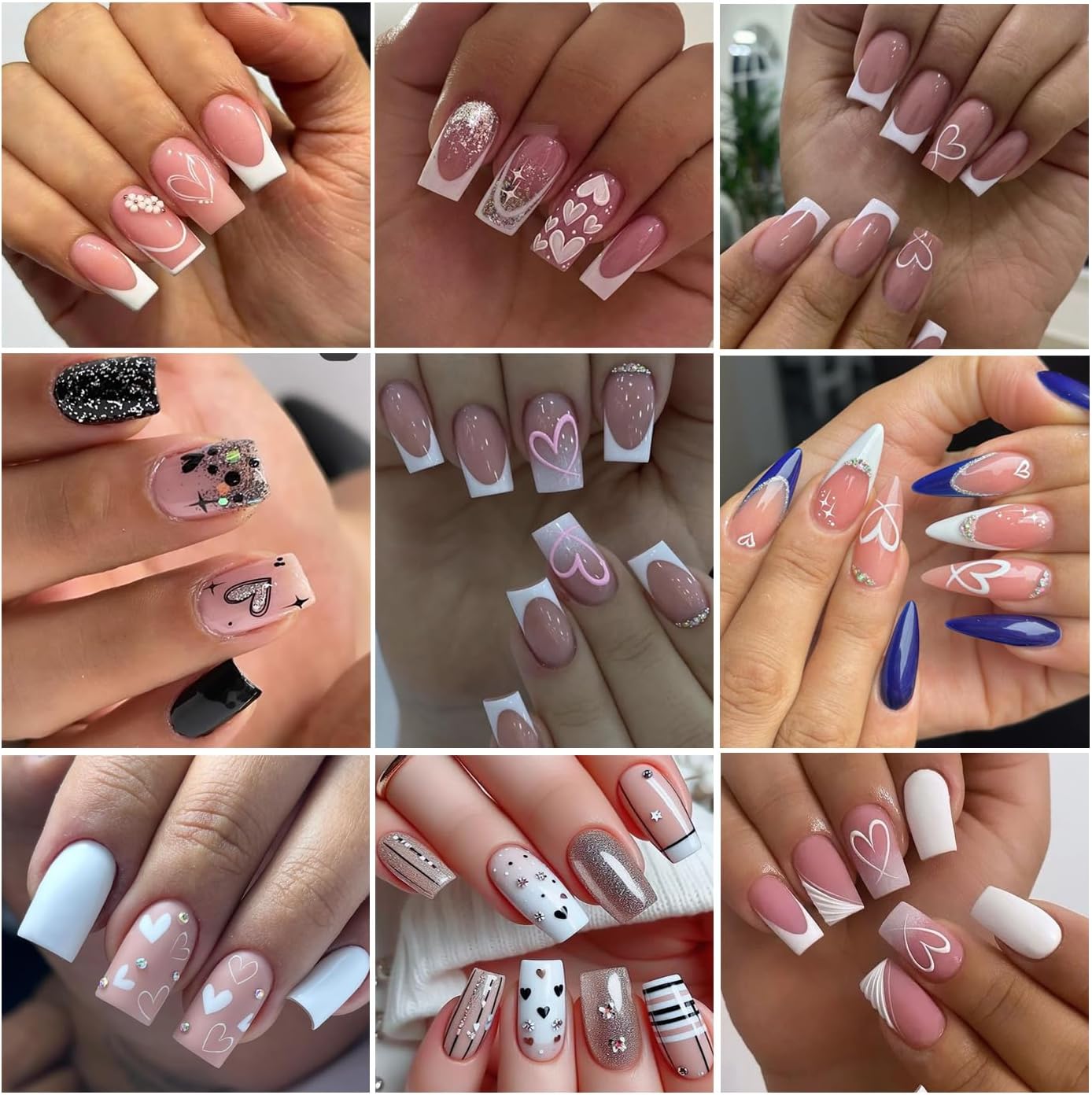 Valentine's Day Nail Art Sticker Set Nail Supplies Hearts Nail Decals 3D Self Adhesive Love Hollow Peach Heart Shaped Nail Design Valentine French Sticker for Women Valentine Holiday Nail Decoration