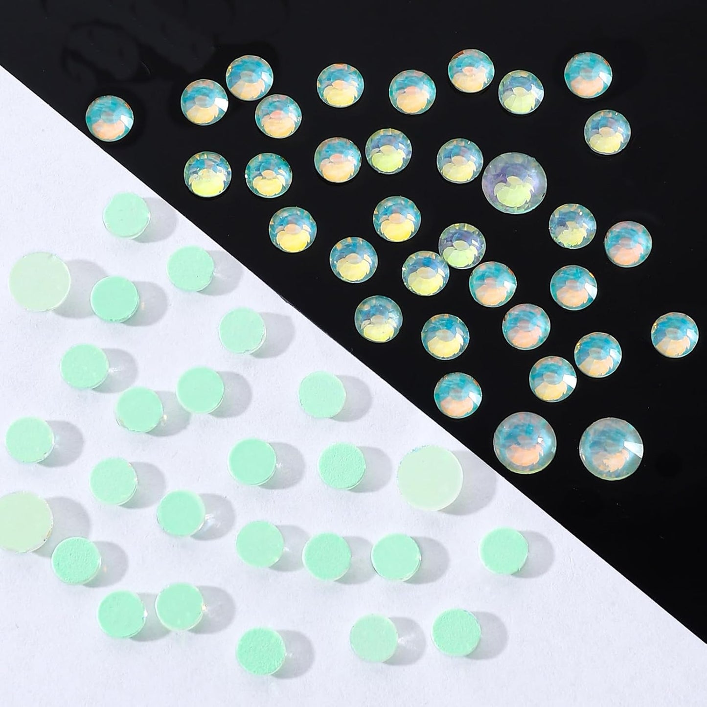 F Light Green Flatback Rhinestones, Glass Rhinestones for Nail Art and Craft, Glue Fix, Loose Crystal Gemstones(F Light Green, SS6, 1440pcs, 1.9-2.0mm)