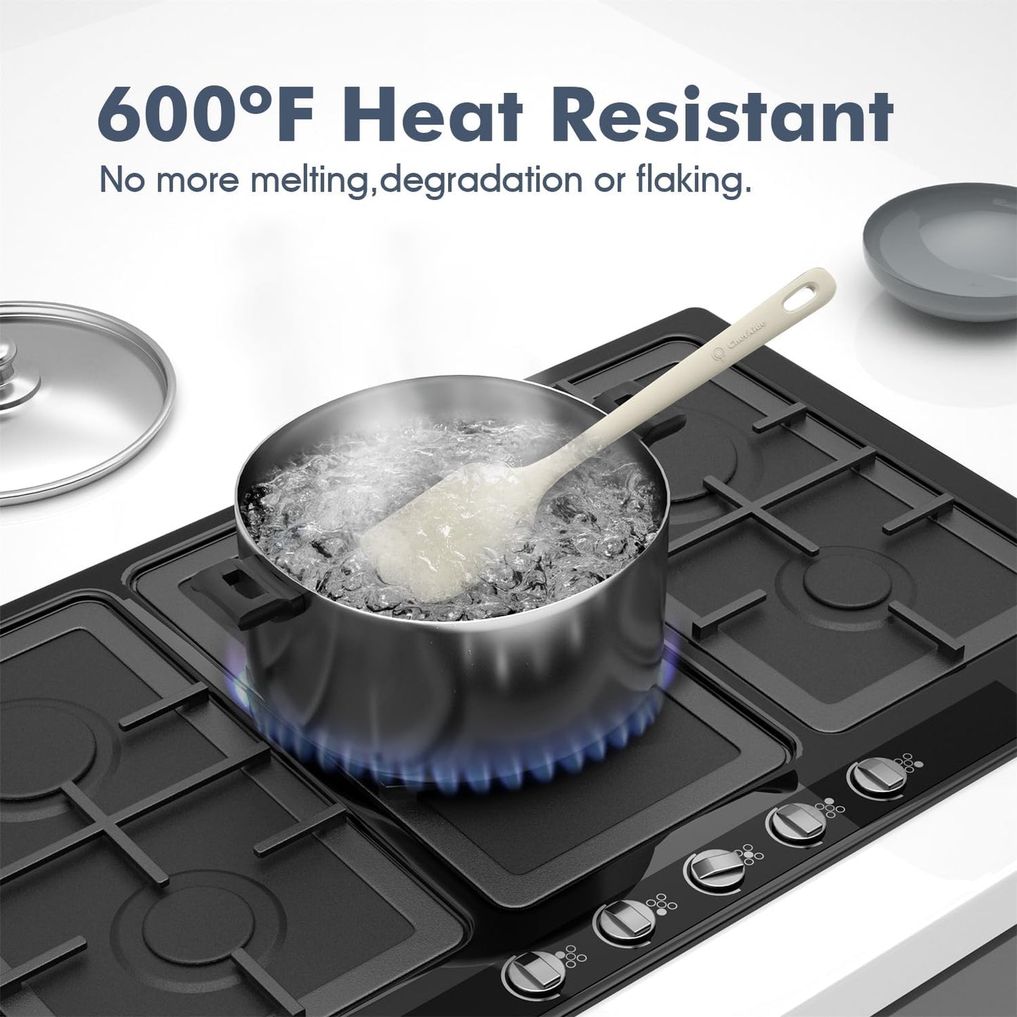 5 Pieces Silicone Spatula Set, Food Grade Rubber Spatula, Upgrade Strong Handle with Ergonomic Grip, Heat Resistant Up to 600°F for Nonstick Cookware, Cooking Candy Series