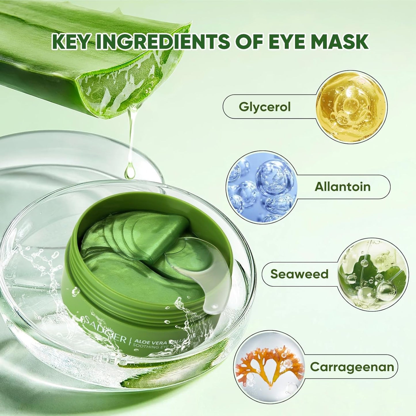 Aloe Vera Eye Mask (120 pcs) - Reduces puffiness and dark circles, firms and improves under-eye skin Under-eye patch for a rejuvenated look and minimises the appearance of fine lines and wrinkles.