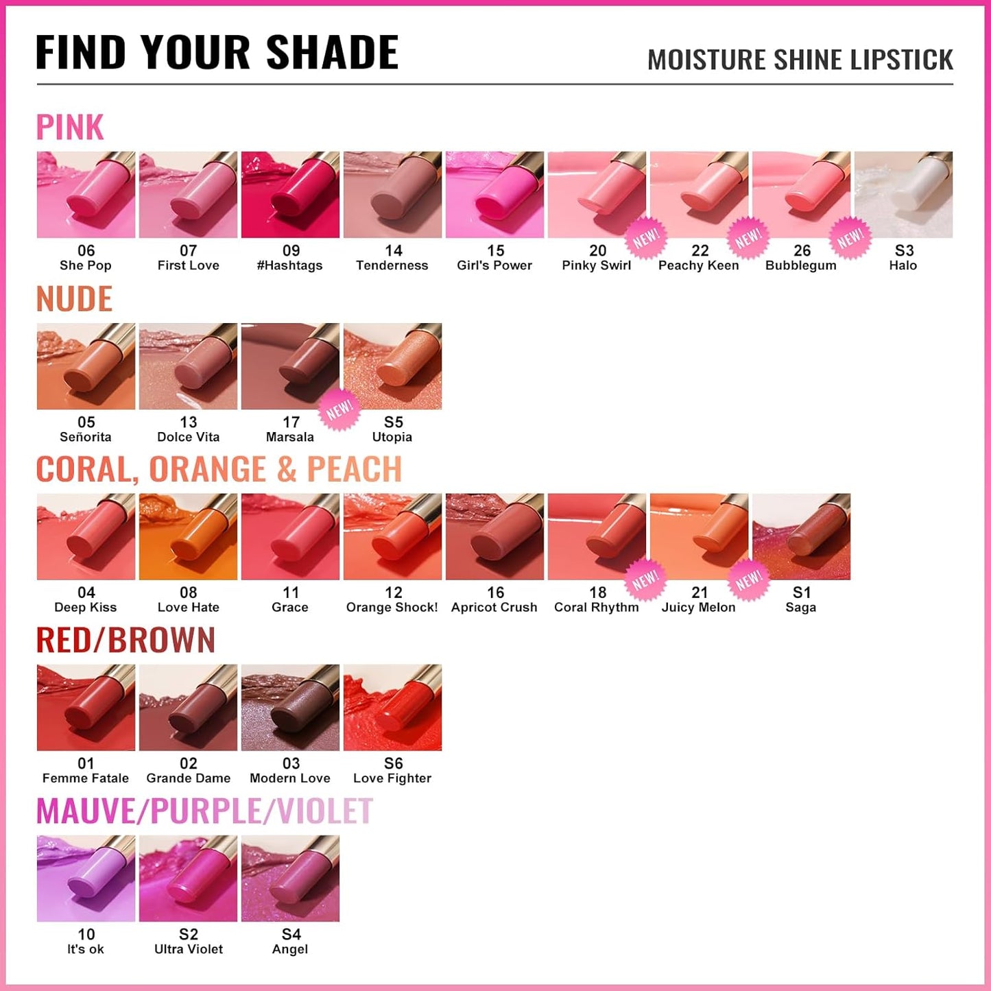 Oulac Shine Pink Lipstick for Women, 2 in 1 Glossy Light Pink Tinted Lip Balm, Hydrating Lipstick for Dry Lips, Moisture Shine Juicy Finish Vegan 2.2g/0.07oz (26)