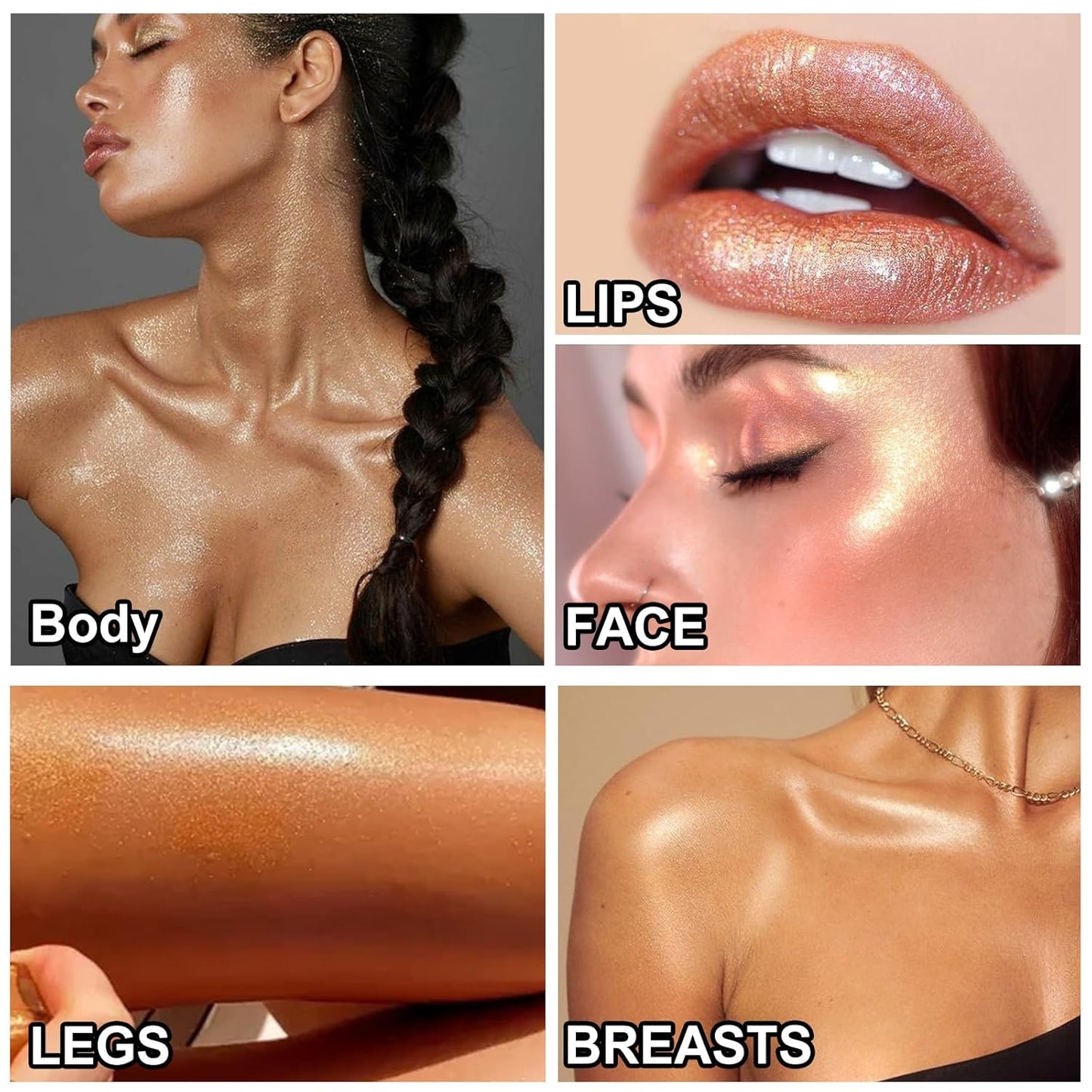 Body Shimmer Oil 100ml, Long Lasting Moisturizing Face & Body Luminizer, Waterproof Liquid Illuminator, Shimmer Glitter Oil Highlighter (#04 Golden Brown)