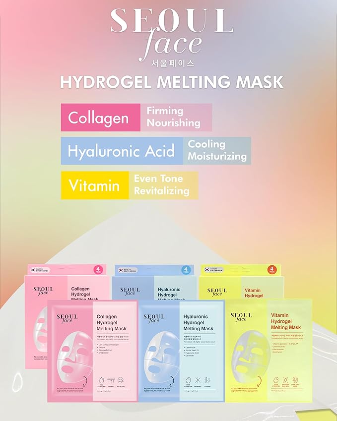 DERMAL Hyaluronic Hydrogel Melting Jelly Gel Mask 4ea - Korean Overnight Face Mask with Ceramide - Deep Moisturizing, Pore Minimizing for Glow Skin - Korean Skincare