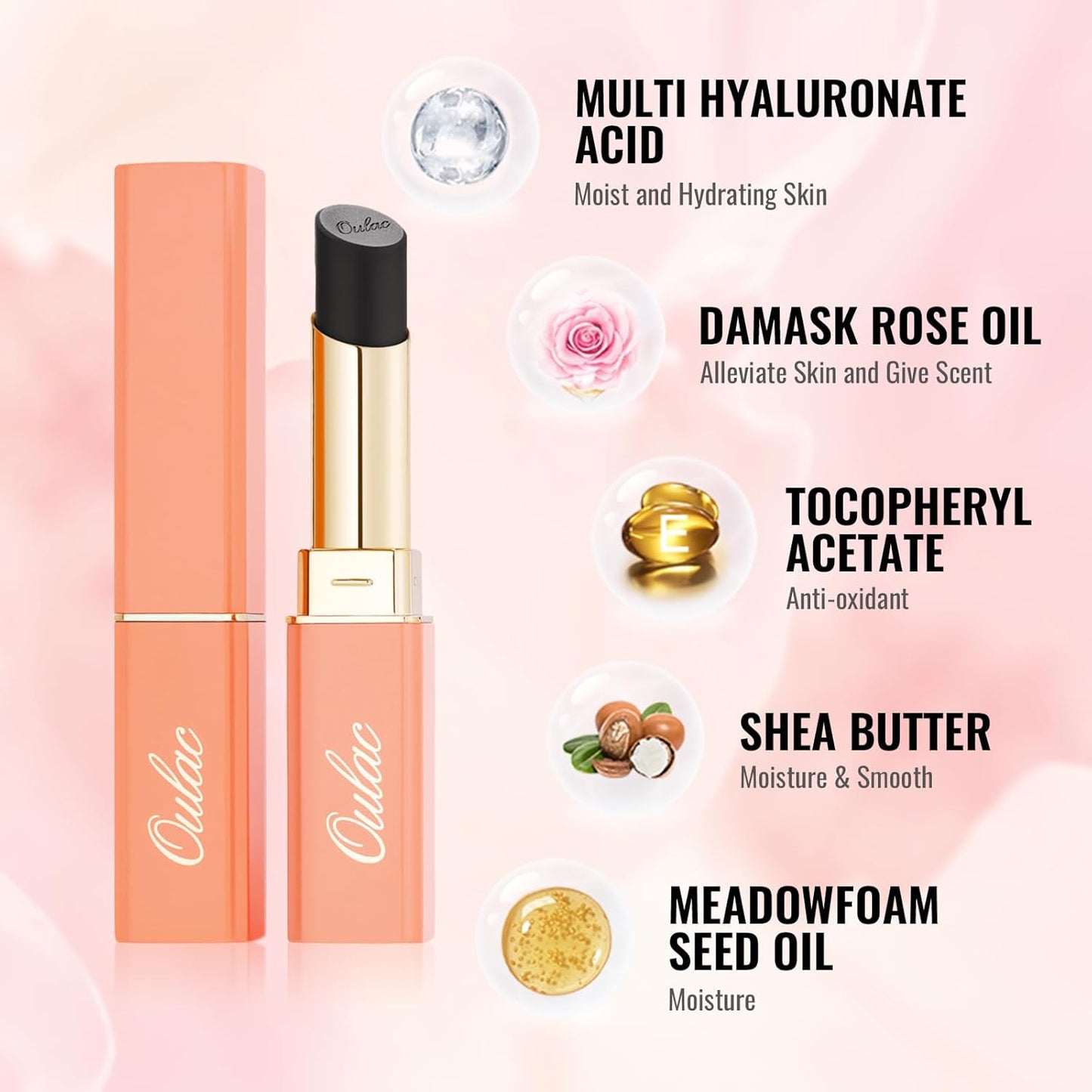 Oulac Black Lipstick for Women, Halloween Matte Lipsticks, Full Coverage Lip Color, Satin Matte Finish, Cream Texture, Hydrating, Infused with Hyaluronic Acid, Vegan & Clean Beauty 4g SG16