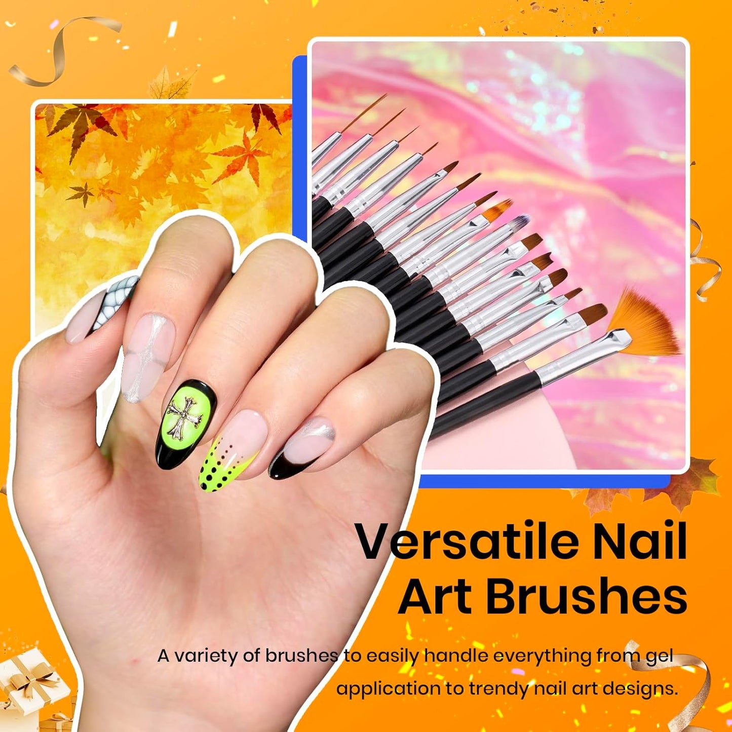 Beetles 31pcs Nail Art Brushes, Dotting Tools, Nail Art Pens, Dust Brush, Striping Liner Fingernail Drawing Pens with Palette Holder All in One for Starter Manicure Design Set