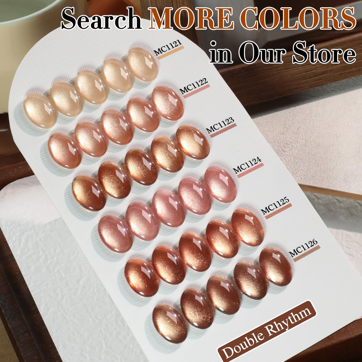 Double Rhythm 15ML Ice Glass Cat Eye Gel Polish with Magnet Holographic Glitter Shimmer Translucent Sheer Color Salon Soak Off Magnetic Nail at Home (Coffee Brown-MC1126)