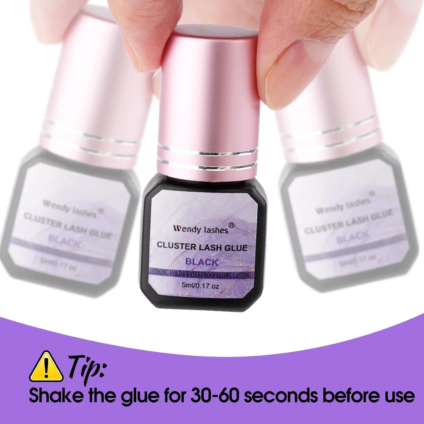 Fast-Drying Eyelash Extension Glue for Professionals - 1-2 Second Strong Hold Waterproof & Long Lasting 8 Weeks Salon-Grade Lash Adhesive(Black,5ml)