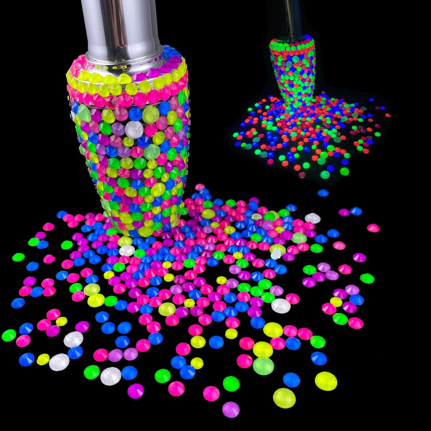 Flatback Glass Rhinestones,Bedazzler Gems 1440pcs Non Hotfix Crystal Rhinestones for Nail Charms Crafts Clothes Tumblers,Green Neon,SS20