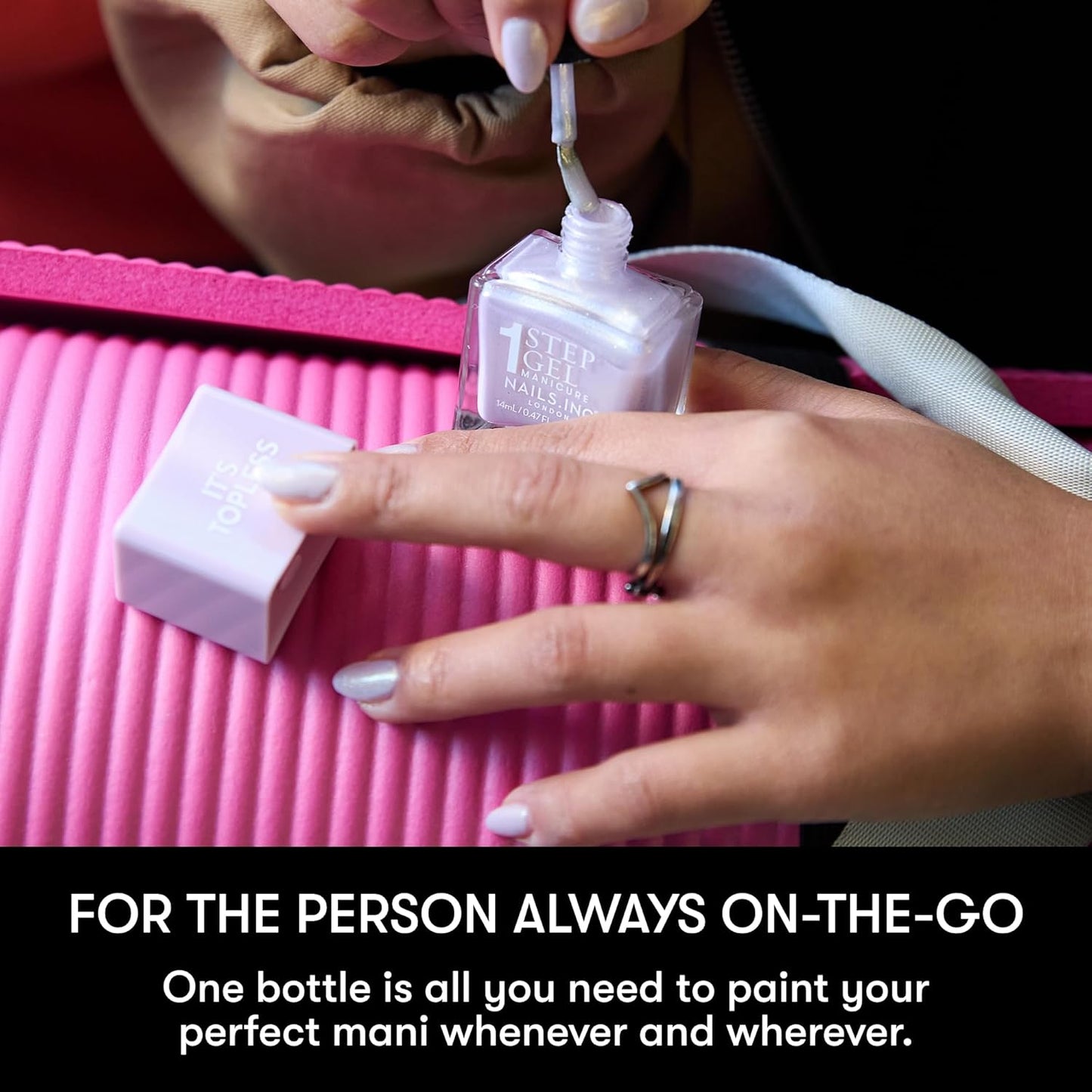 Nails Inc It's Topless Gel-Like Nail Polish, 4-in-1 Base Coat, Treatment, Color, Top Coat, Long Lasting, Strong, Chip Free Nails, Glossy Salon Quality Manicure, Air Dry Nail Polish, Billie, 0.47 Fl Oz