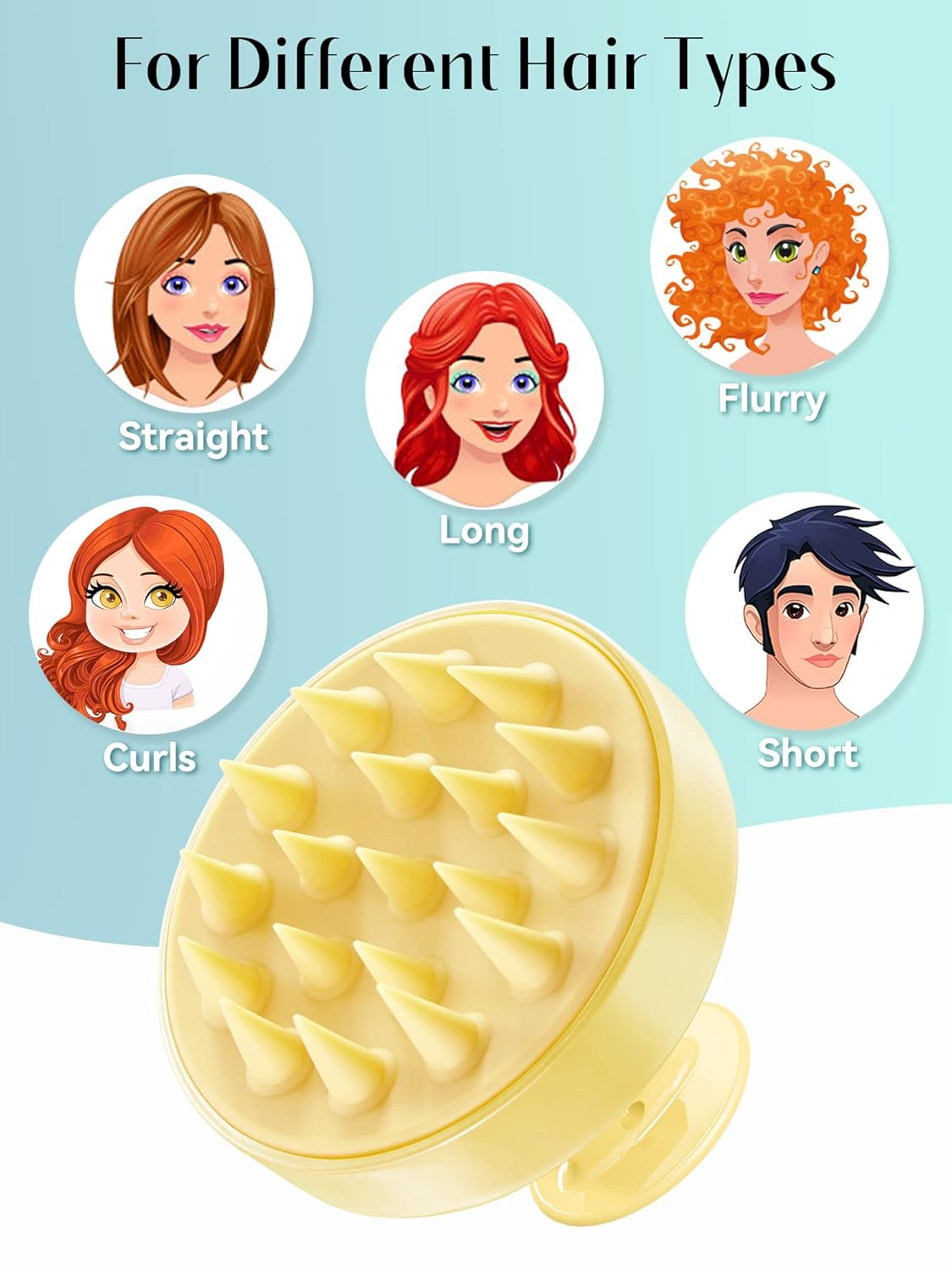 HEETA Scalp Massager with Soft Silicone Bristles - Promotes Hair Growth, Exfoliates Scalp, Removes Dandruff, and Enhances Shampoo Cleansing, Yellow